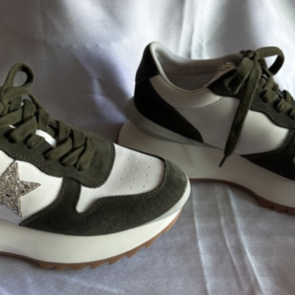 Vintage Havana VH EST 1954 Sneakers – Olive Suede & White Leather with Glitter S - Picture 6 of 6